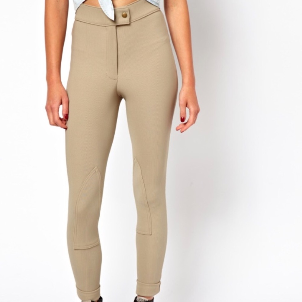 tan american apparel riding pants